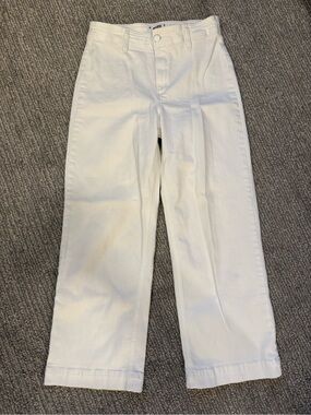 PAIGE High Rise Wide Leg Jeans Crisp White Size 27 Stretch Denim